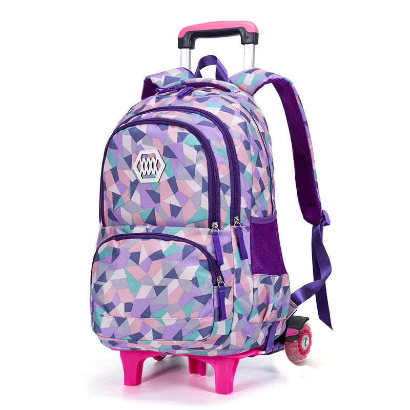 Primordial Secondary Student's Six-Wheel Stair Climbing School Bag Pull Rod Hand-Pulled Box Drag Design Six-Capacity School Bag