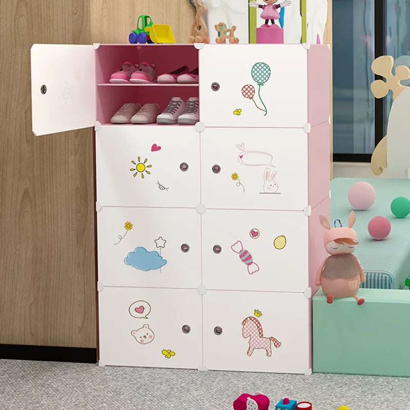 Cartoon-Themed Multi-Layer Shoe Rack Space-Saving Entry Furniture with Kids Storage for Living Room Warehouse Dining Mall Use