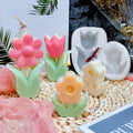 Food Grade Silicone Molds 3D Stereo Tulip  Flower Shaped Candle Molds for DIY Candle Making