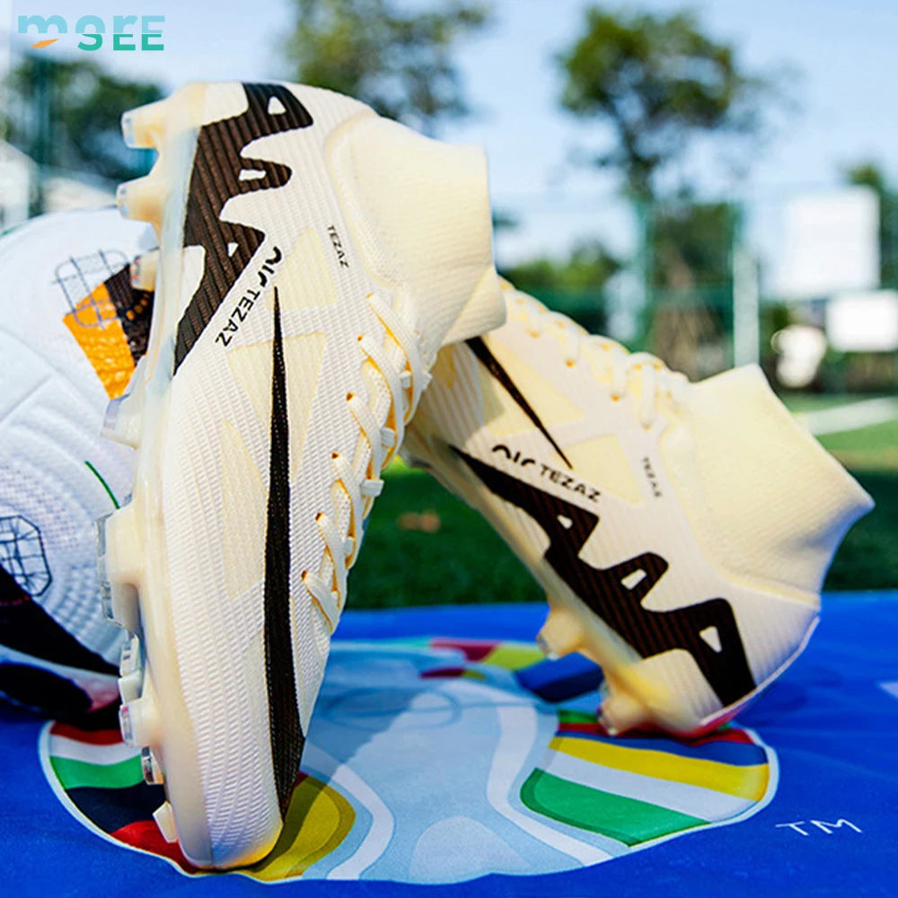 SeeMore Lightweight High Top Soccer Shoes Shock Resistant Training Boots for Summer Autumn Winter Seasons for Football Cleats