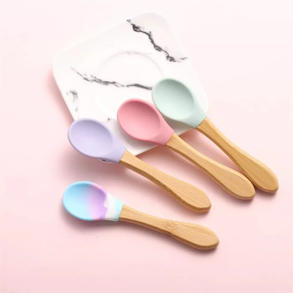 Children's Water Feeding Complementary Food Spoon Anti-scalding Soft Spoon Baby Tableware Set