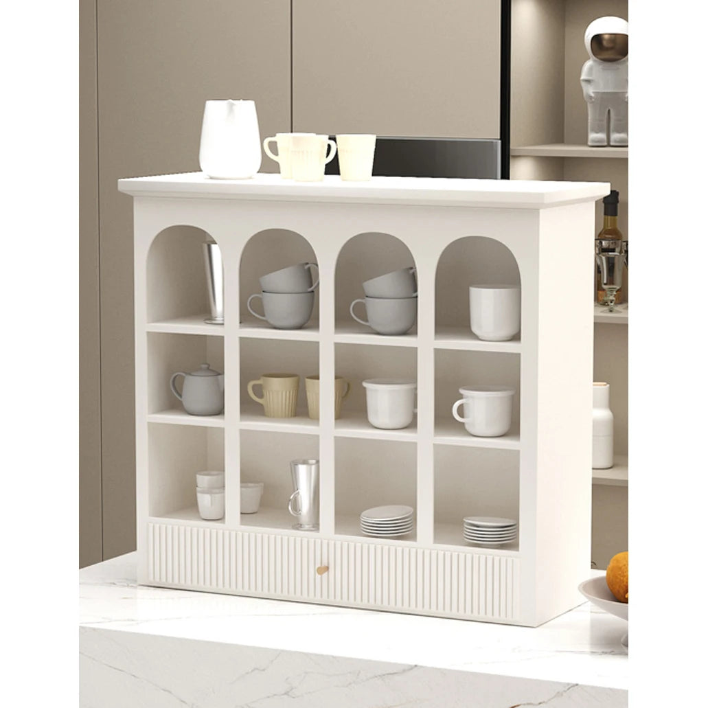 INNOVA Modern Durable 3-Tier White Wooden Kitchen Standing Type Multi-functional Save Space Cup Mug Storage Rack