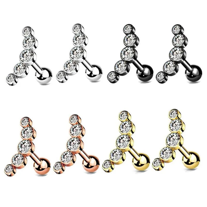 Wholesales Top Quality Cartilage Earrings Black Silver Gold Tragus Earrings Daith Ear bar for Women Men Stainless Steel Small Ea