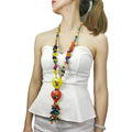 New Hot Selling Ethnic Chunky Overlength Necklace Handmade Wooden Beads Coconut Shell Heart Pendants Long Necklace Jewelry