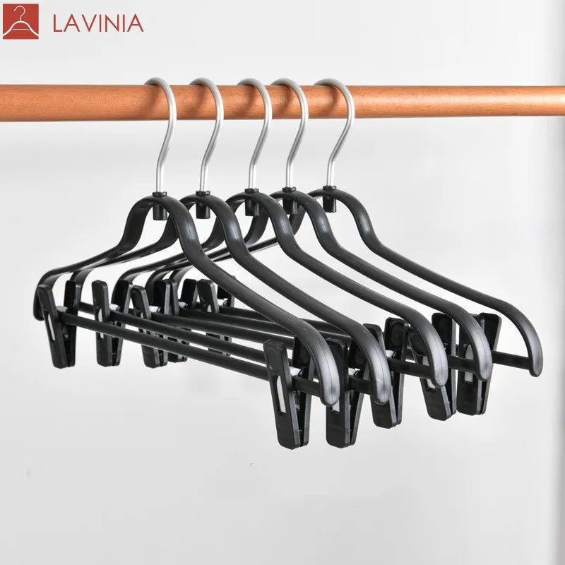 Lavinia Wholesale Non-slip Seamless Clothing Suit Dress Black White Plastic Hanger