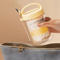 430ml Leakproof Glass Container Lid Spoon Overnight Breakfast Oats Oatmeal Cereal Nut Yogurt Salad Cup Food Storage Drinkware