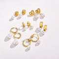 New Trendy Earring 18K PVD Gold Plated Imitation Pearl Shell Heart Drop Earring Dangle Earring for Women