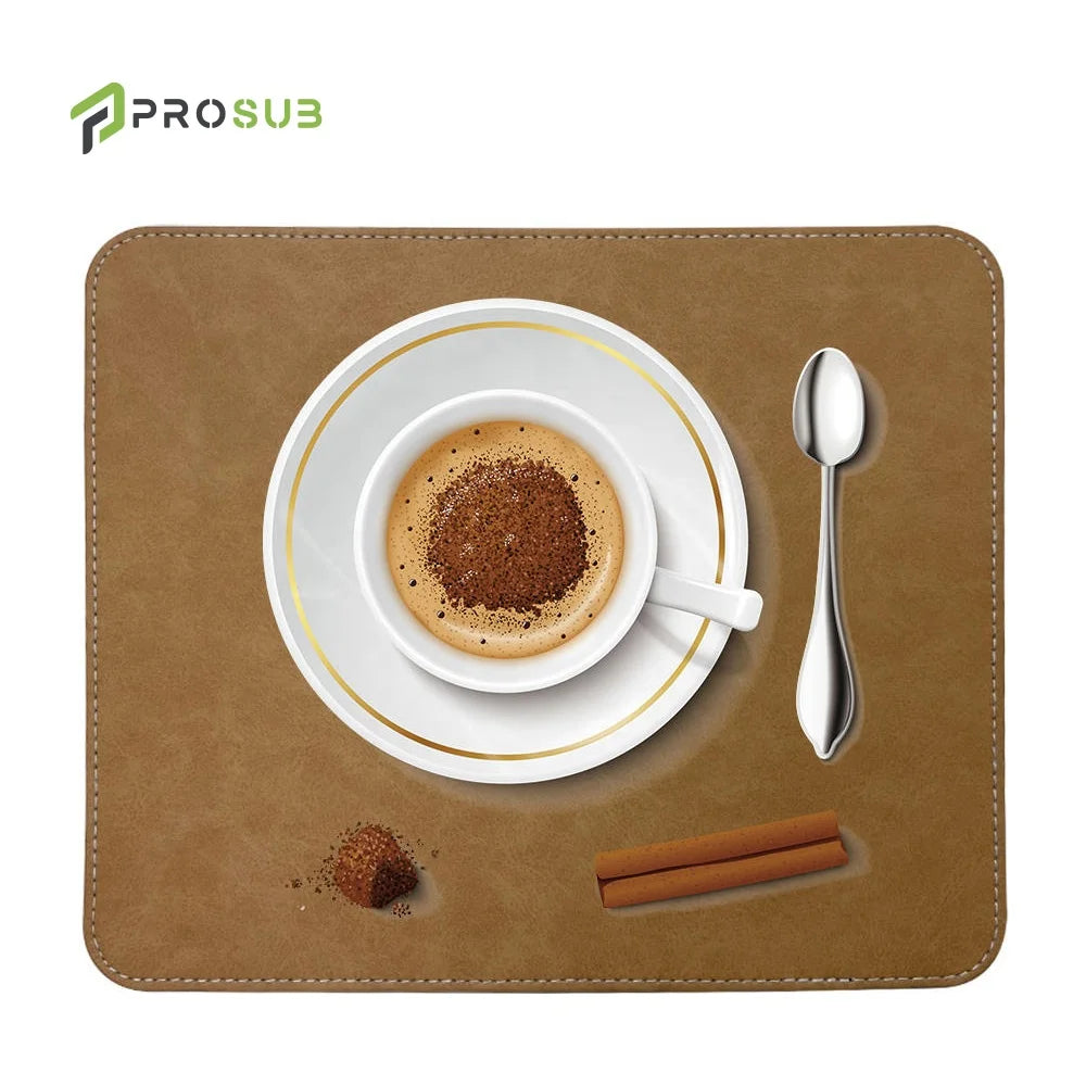 Prosub Colorful Pu Leather Sublimation Blank Place Mat 19X23Cm Custom Printing Heat Resistant Table Mat Sublimation Placemat