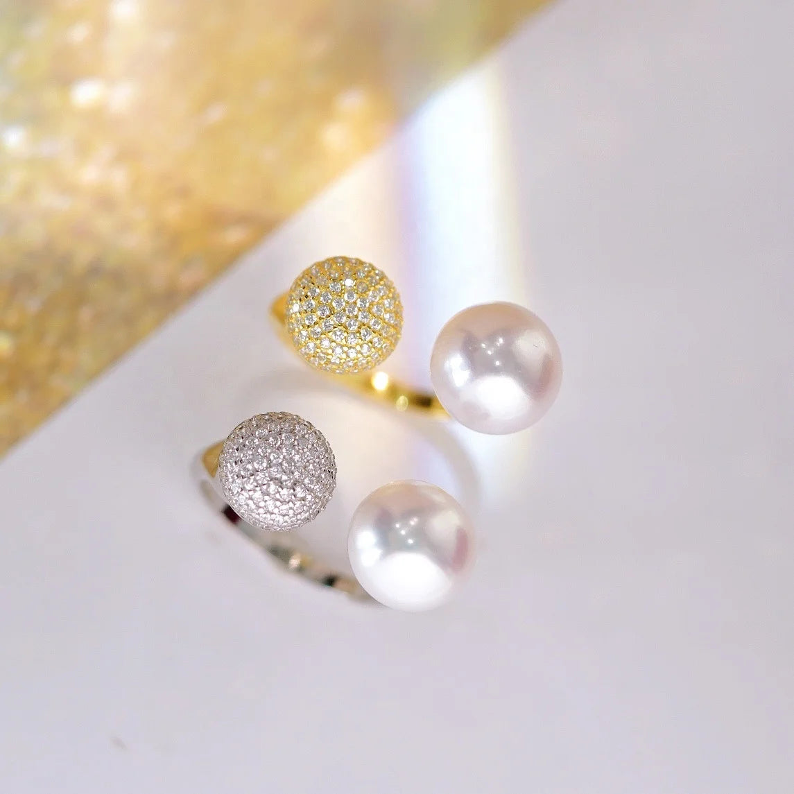 R1218 11-12mm Natural Freshwater Pearl Ring Accessory 925 Sterling Silver Adjustable Size Engagement Jewelry Ring for Women
