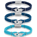 Punk Rock Double Layer Milan Nylon Nautical Rope Stainless Steel Magnetic Clasp Bike Chain Link Rope Bracelet Unisex Jewelry