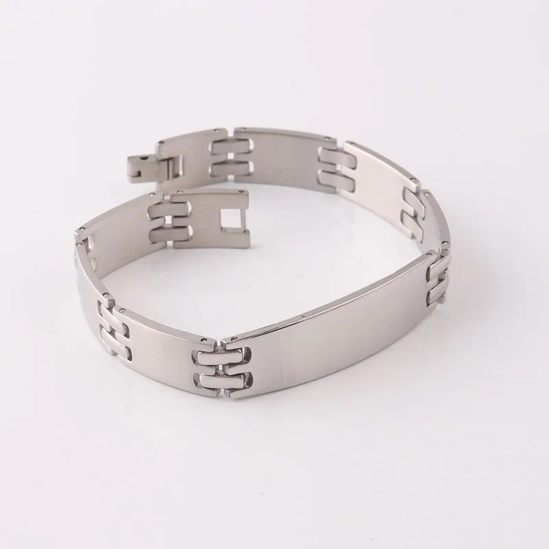 Dark Luxury New Design Steel Cuff Bracelet Stainless Steel Plate Engraved Bracelet
