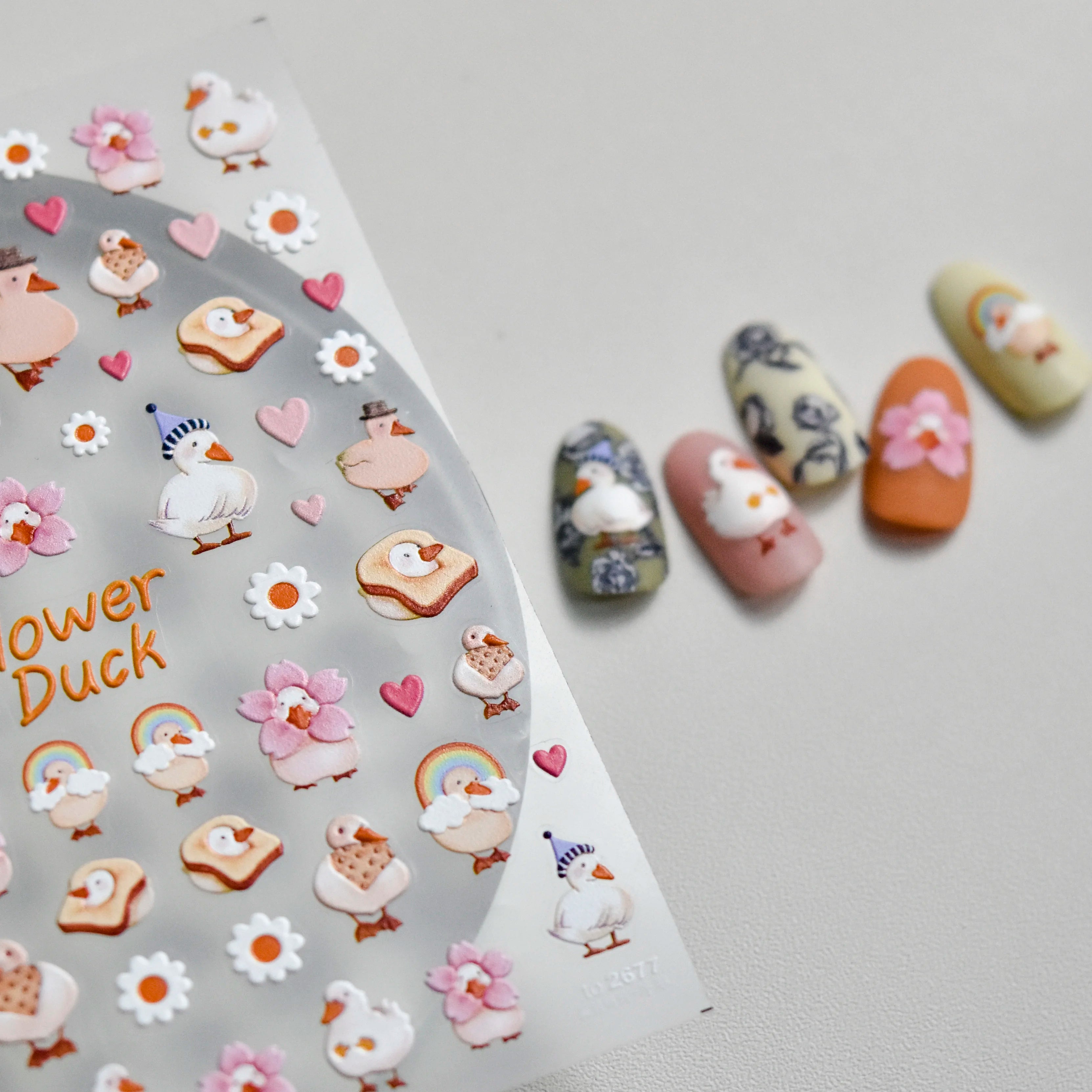 Wholesale Nail Art Sticker 5d Emboss Sticker Cute Kawaii Cartoon Sweet Candy Bunny Smile Nail Art Decoration