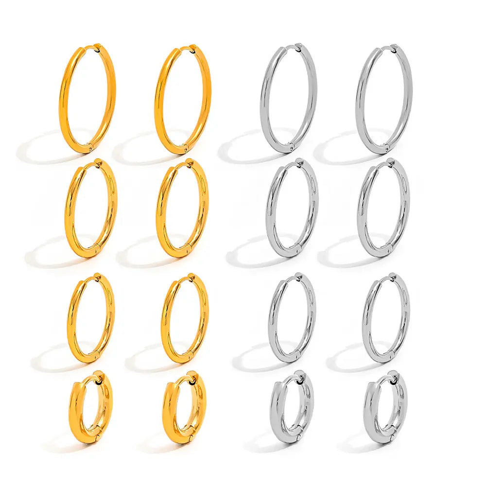 JOOLIM  High End  Gold 18K Pvd Gold Plated Basic Stainless Steel Hoop Earrings Waterproof Tarnish Free Fashion Jewelry