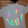Wholesale Laser rainbow Reflective logo Men's T-shirt Custom Sublimation logo Reflecting the Light in the Night Tshirt