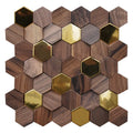 Hexagon Wood Panel Interior Wall Mosaic Tile 3D Pattern Mural Background Inlay Decor Affordable