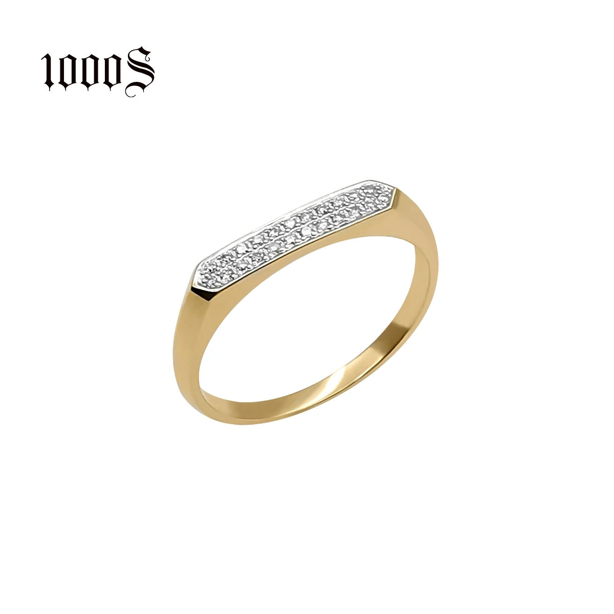 1000S Women's Trendy 14K Solid Yellow Gold Natural Round Brilliant Cut Diamond Ring