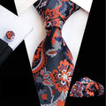 Floral Necktie Set Gift Box Custom Luxury Tie Pocket Square and Cufflink Set Jacquard Woven Mens Neck Tie Set Box