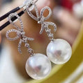 E2024 11-12mm DIY Natural Freshwater Pearl Charm Earrings Mounting Accessory 925 Sterling Silver Gold Plated  Jewelry for Women