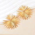 Fashion Simple Ins Style Palm Leaf Earrings Creative Design Gold Fan-shaped Waterproof Stainless Steel Earrings Fashion Jewelry