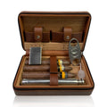 Vanace Portable New Arrival Custom logo Travel 4-finger Wood Cabinet Humidor Leather Travel Cigar Box case