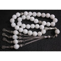 Natural White Stone 8mm 10mm Muslim Prayer Beads Luxury Eid Gift Sibha Gemstone Islamic Rosary Saudi Arabic Style