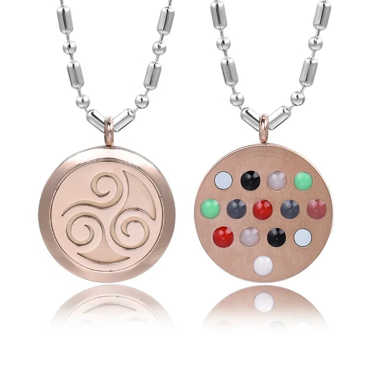 14-in-1 Health Stainless Steel Necklace with Peony Flower Silver & Gold Rose Bio-Scalar Energy Pendant Gold Plated for Gift