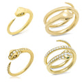 Gemnel 925 Sterling Silver Jewelry Minimalist Snake Open Adjustable Ring