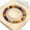 Unisex 8mm Natural Polish Mookaite Jasper Semi-Precious Gemstones Healing Crystal Round Beads Stretch Bracelet