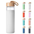 2025 Factory Wholesale Glass Water Bottle With Silicone Protection Sleeve Cover Crystal Bottles With Wooden Lid and Rope