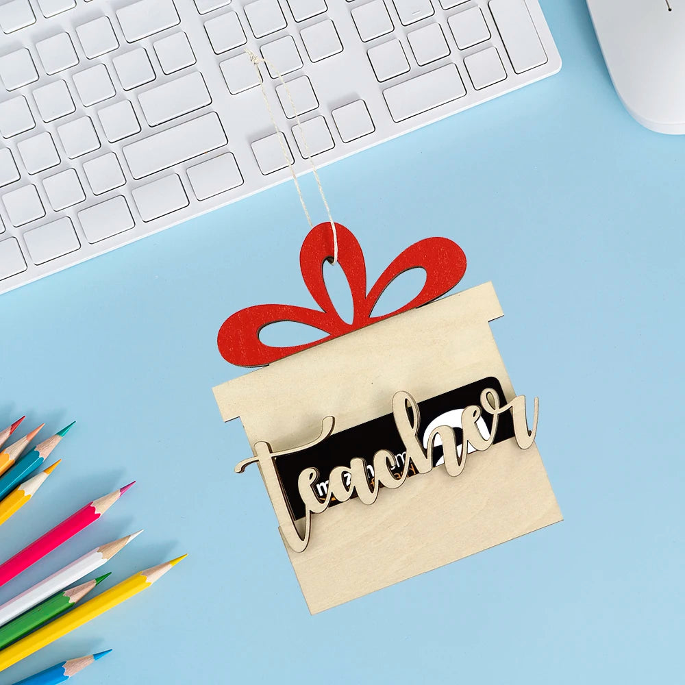 Back to School Gift Wooden Gift Labels Teacher Gifts Shopping Card Holder
