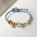 Fashion Adjustable Rope Bracelet Women's Hand Knitting Peace Buckle Flower Handmade Chain Pearl Lotus Bracelet for Women