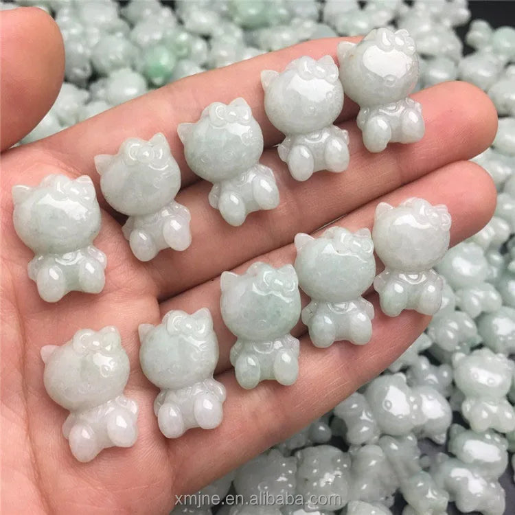 Certified Grade a Myanmar Jadeite  Craftsmanship Carving Small Cat Jade Pendant Pendant Jade Crafts Factory Wholesale