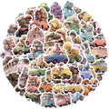 50PCS Funny colorful cute travelling vehicle decals for kids gift bus beetle cartoon car sticker