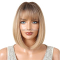 WB06 Hot Selling Women's Style Bob Wigs Bangs Ombre Gradient Wig Short Hair Bobo Synthetic Fiber Headband Women Hair MegaBDM