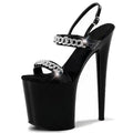 Banquet Fashion Women's Black 20 cm High Heels Summer Sexy Strip Dance Club Large Platform Ankle Strap Leak Toe High Heels