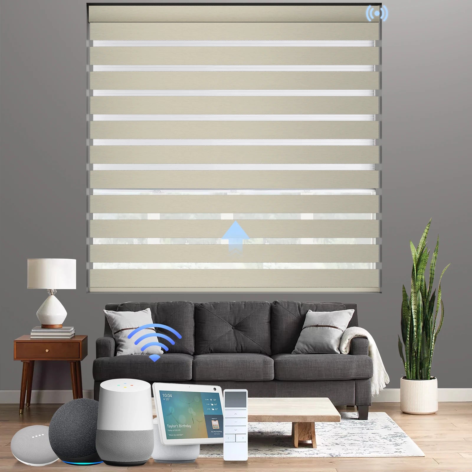 Motorized Zebra Blinds Customized Double Layers Fabric Top Grade Cordless Zebra Roller Shades for Smart Home Decor