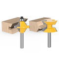 LAVIE 2pcs 8mm Shank 120 Degree Tenon Router Bit Set Woodworking Groove Milling Cutter for Wood Tools Tungsten Carbide-C MC02120