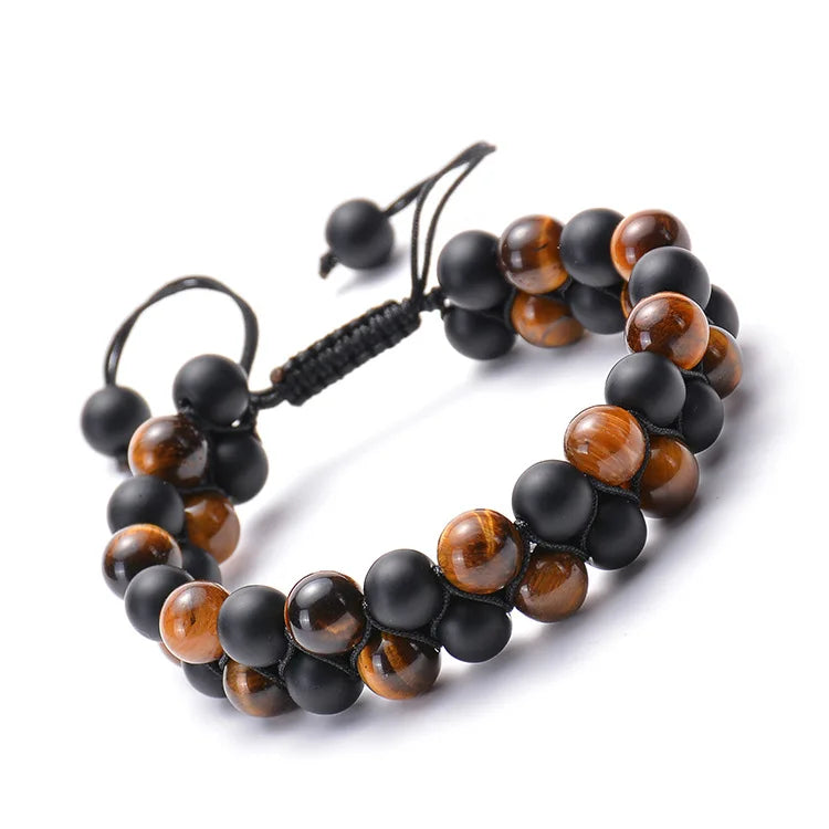 Lava Rock 7 Chakra 8mm Ball Shape Natural Stone Healing Stress Relief Yoga Beads Anxiety Adjustable Unisex Bracelet