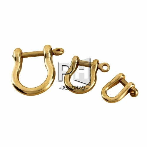 Solid Brass Carabiner D Bow Shackle Fob Key Ring Keychain Hook Screw Joint Connector Buckle