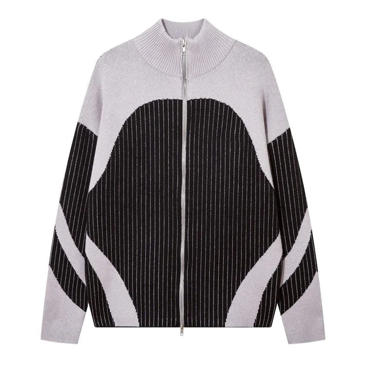 Fashion Zipper Knitted Cardigan Sweater Jacket Winter Design Knitted Cardigan Sweater for Men Standard Custom Cardigan