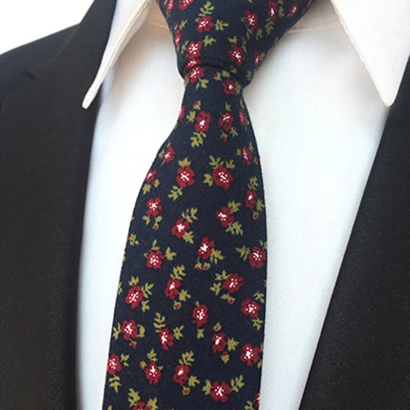 6cm Casual Ties for Men Skinny Tie Fashion Cotton Floral Necktie Wedding Party Tie for Men