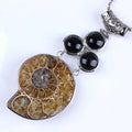 DIY Natural Ammonite Pendant Conch Shell Black Obsidian Pendant for Crystal Necklace Jewelry