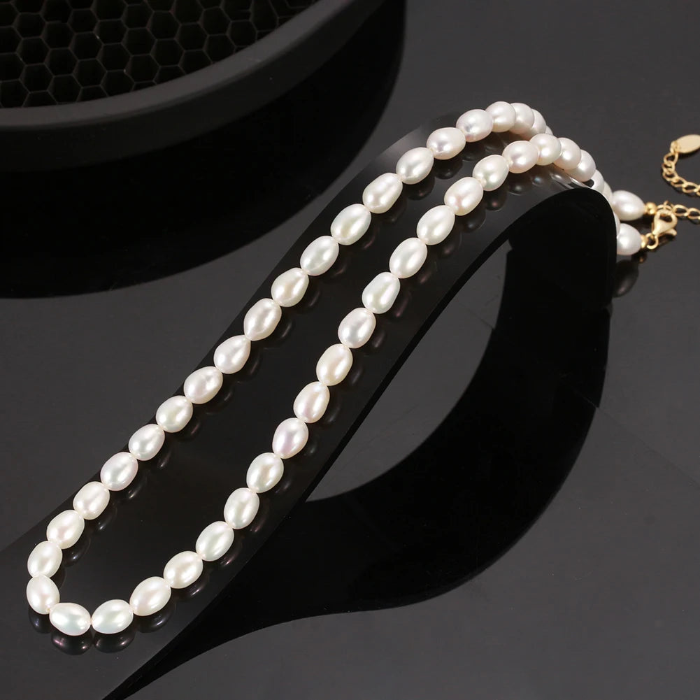 RINNTIN GPN26 Fine Jewelry14K Gold Plated Pearl Necklace Women Wholesale 925 Sterling Silver Baroque Freshwater Pearls Necklace