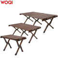 Woqi Rolling Table Lightweight Outdoor Luxury Picnic BBQ Portable Folding Roll Top Wood Camping Table