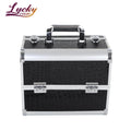 Wholesale Large Capacity Black Aluminium Makeup Train Case Vanity Portable Cosmetic Storage Case With Trays