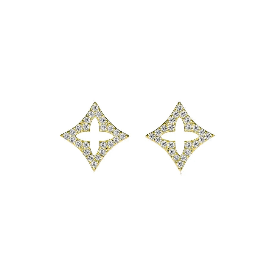 Spark Star Jewelry Collection Female  Stud 925 Silver Simple Bulk 14k Gold Zircon Earrings for Women