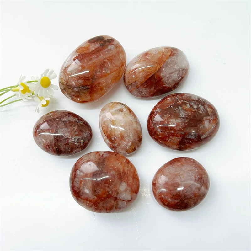 Wholesale Natural Crystal Palm Healing Stones Red Fire Quartz Hematoid Palms Stone for Fengshui