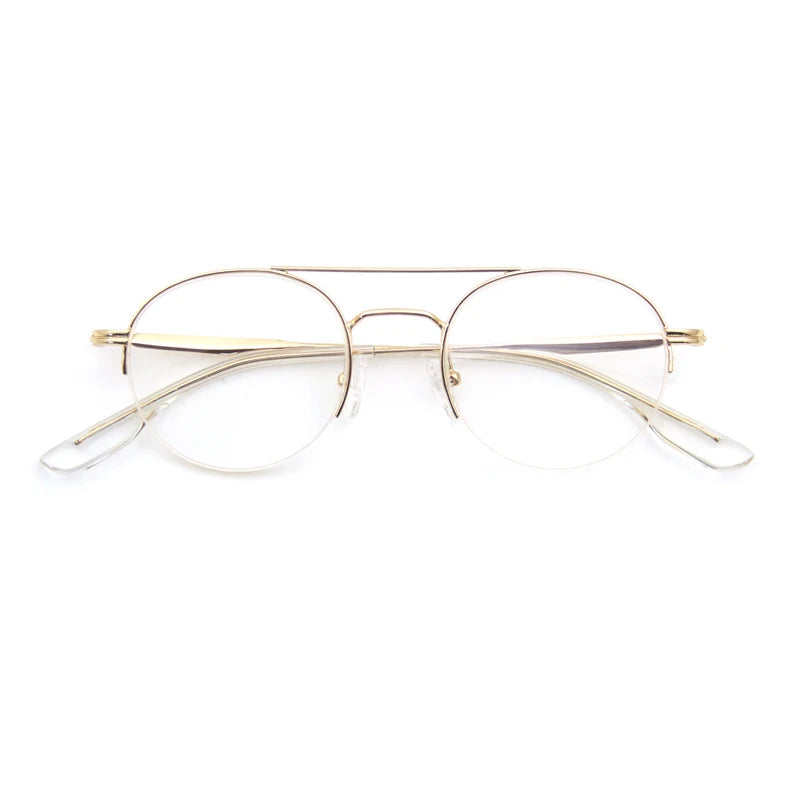 High End Ultralight Double Pont Eyewear Metal Half Rim Men Women Optical Eyeglasses Spectacle Glasses Frames 2021