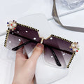 MK2310181 New Fashion Square Rhinestones Sunglasses Women New Trendy Luxury Diamond Design Crystal Colorful Gradient Shades