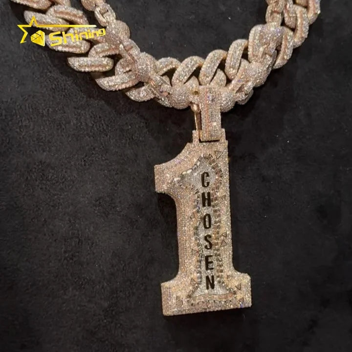2" Tall Custom Made 10k Solid Rose Gold VVS1 Lab Grown Diamond CVD Custom Made Number Pendant
